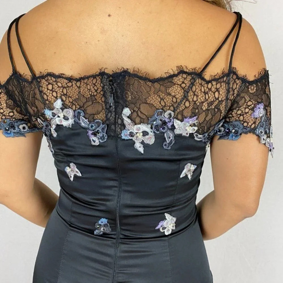 NWT Mandalay Black Lace Mermaid Formal Gown $995 - Picture 7 of 11